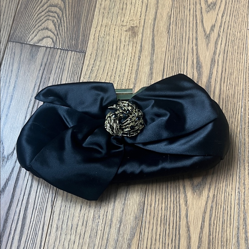 Menbur Black clutch Crossbody Bag with Gold Accent